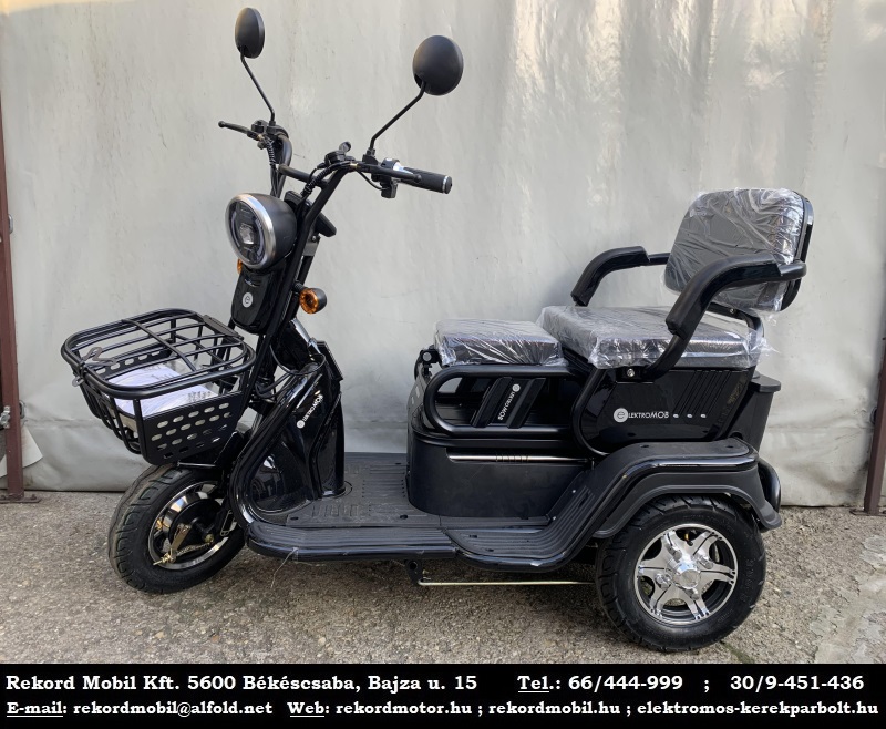Polymobil E-MOB09 Kétszemélyessé Alakítható Elektromos Háromkerekű (Fekete)